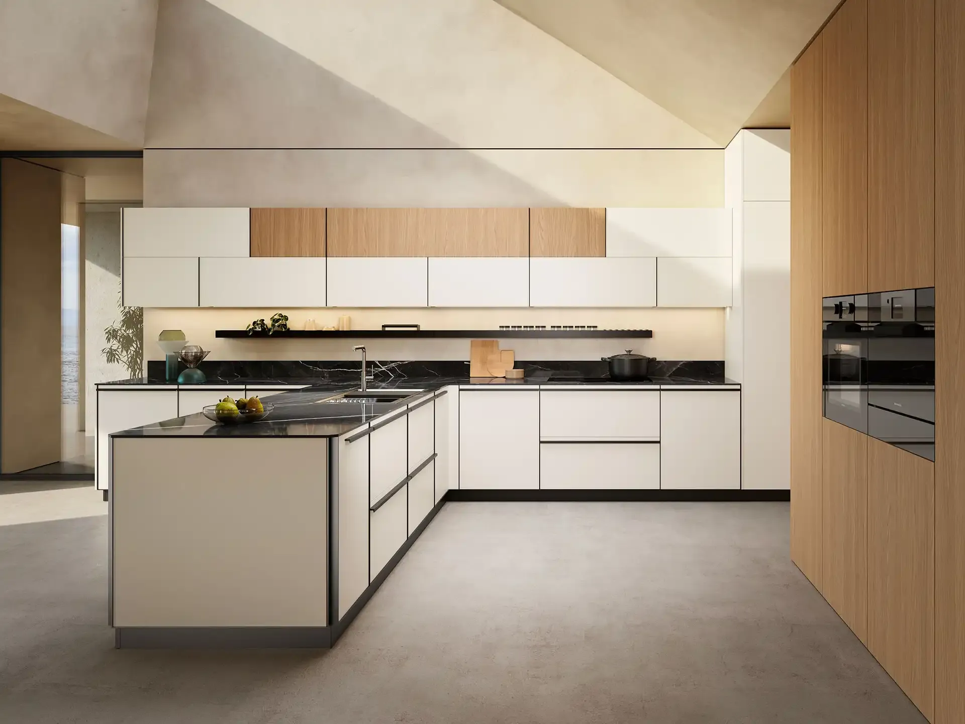 System Portrait 02 — perspective de la cuisine — Armony Cucine, visuel de marque, sans lien avec un chantier LJ