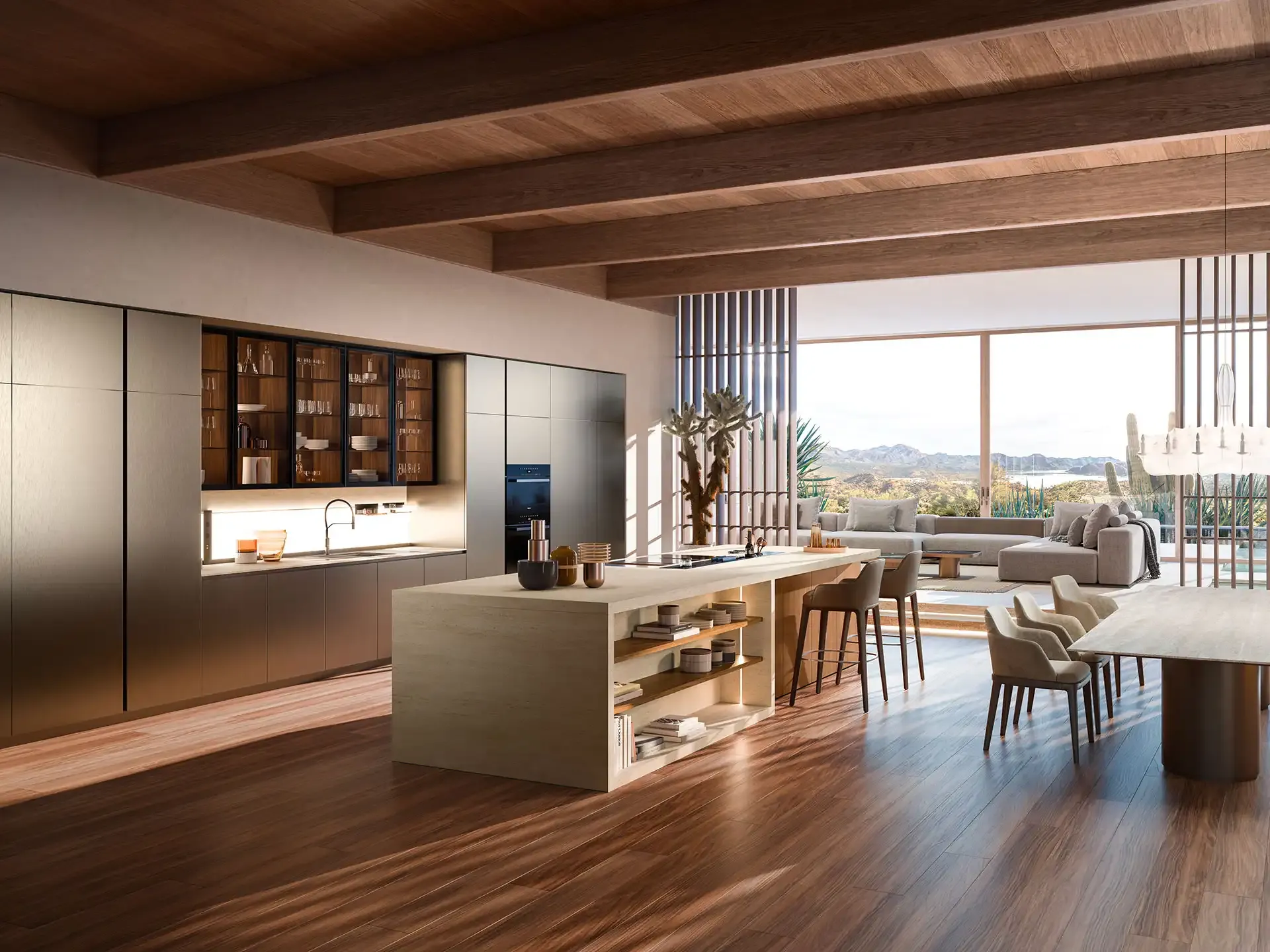 Yota Portrait 12 — cuisine ouverte et espace repas — Armony Cucine, visuel de marque, sans lien avec un chantier LJ